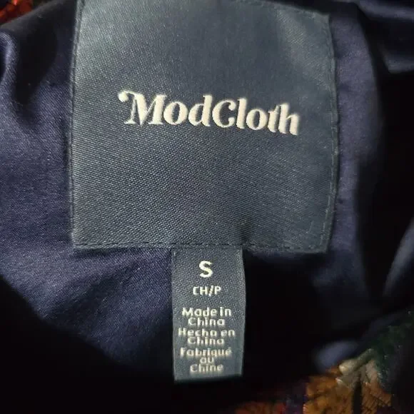 Modcloth Just Like We Always Talked About Brocode Car Coat Button Down Floral S - Picture 2 of 6